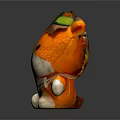 Cute Orange Plush Toy With Green Leaf On Head And White Limbs