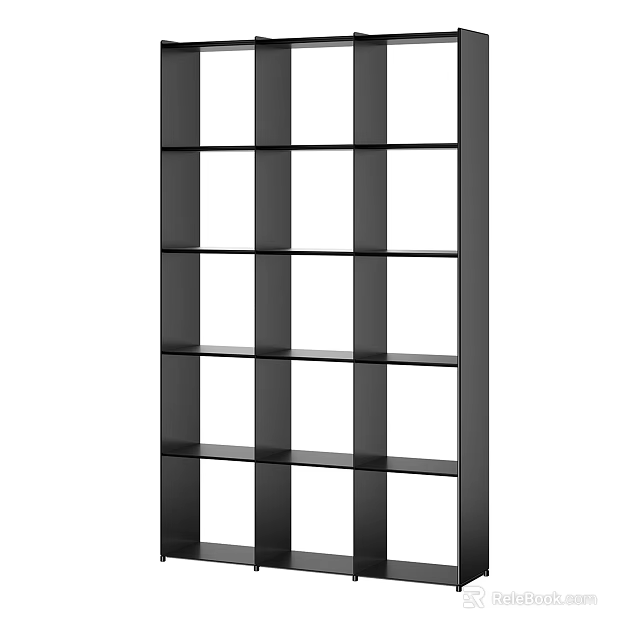 Modern Black Bookcase With Open Shelves And Multiple Storage Compartments Design 3d model