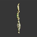 Elegant Golden Clothing Accessory Featuring Green Leaves Star Shaped Design And Central Gemstone