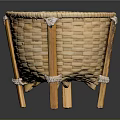 Handwoven Natural Wicker Basket With Sturdy Wooden Legs For Daily Living Use
