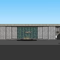Modern Front Entrance Gate With Marble Walls And Glass Door Design