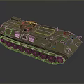 Military Armored Tank With Green Hull Tracks Turret And Hatch Details