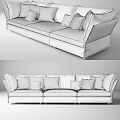 Modern Three Seater Sofa With Gray Fabric Upholstery And Decorative Pillows 3d model