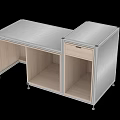 Mall Store Display Counter With Metal Top Wooden Drawer And Rolling Wheels