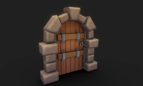 Stone Gate Door Cartoon Door Prison Door Wooden Door 3d model