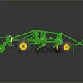 Green Industrial Agricultural Tilling Equipment With Multiple Wheels And Metal Frames