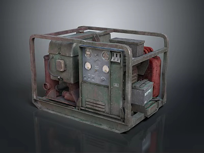 Industrial Generator With Metal Frame Control Panel Gauges And Buttons 3d model
