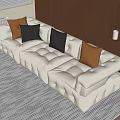 Modern three-seat sofa multiplayer sofa 3d model