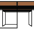 Modern Minimalist Desk With Black Metal Frame And Two Light Brown Drawers