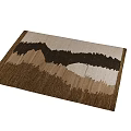 Square Handwoven Carpet With Zigzag Pattern In Brown And Beige Tones For Living Room
