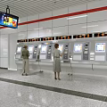 Modern Station With Self Service Ticket Machines People Using Digital Screen And Red Accent Line