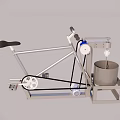 Manual Operated Mechanical Device With Metal Frame Seat Pedals And Mixing Bucket