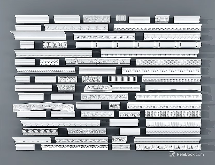 Various Decorative Corner Moldings In Different Styles For Home Decoration Projects 3d model