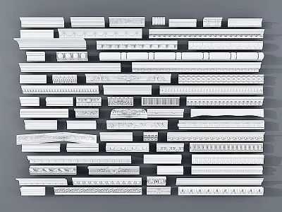 Various Decorative Corner Moldings In Different Styles For Home Decoration Projects 3d model