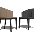 Stylish Leather Brown And Black Dining Chairs With Modern Simple Design 3d model
