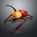 Vibrant Orange And Red Horned Beetle With Long Antennae And Detailed Legs