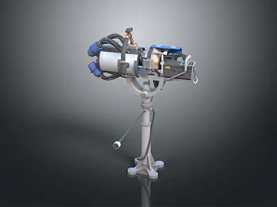 Mechanical Weapon System With Rotating Barrel Hydraulic Components And Stable Metal Mount 3d model