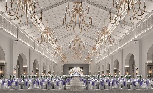 modern banquet hall wedding banquet hall 3d model