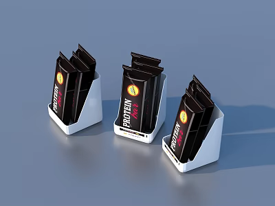Three Metro Brand Daily Life Products With Black Packaging In White Holders 3d model