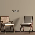 Poliform Dining Chairs With Woven Back And Upholstered Seat Wooden Frame