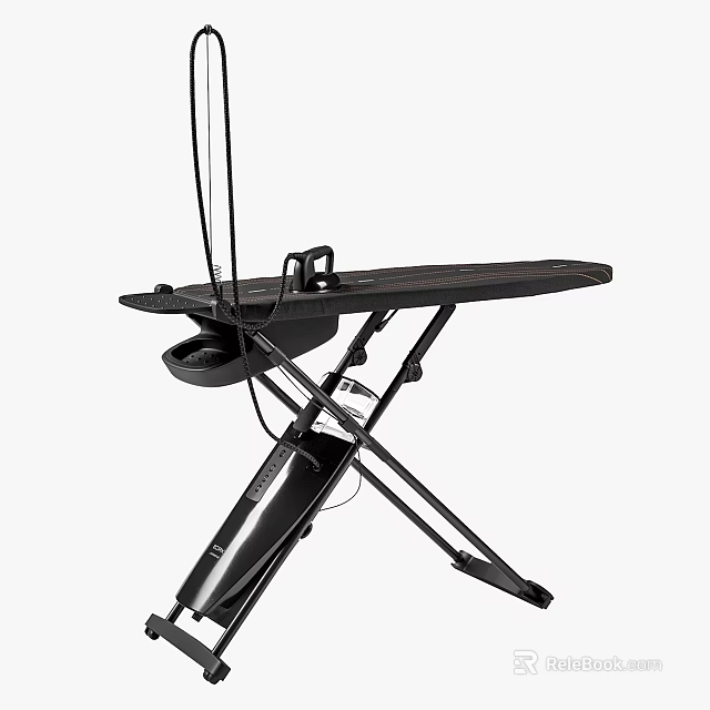 Black Ironing Board with Foldable Stand and Steam Function for Home Use 3d model 