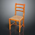 Simple Wooden Leisure Chair With Slatted Back Woven Seat And Sturdy Legs