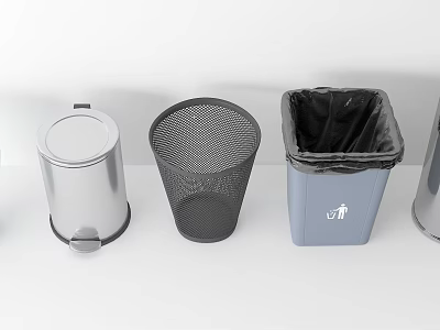 Public Facility Trash Bins With Various Designs Metal Mesh And Pedal Operated Types 3d model