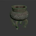 Ancient Bronze Censer With Ornate Carved Patterns And Tripod Legs