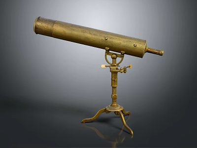 Vintage Brass Commercial Telescope With Sturdy Tripod Base Stand Design Structure 3d model
