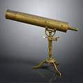 Vintage Brass Commercial Telescope With Sturdy Tripod Base Stand Design Structure