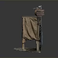 Detailed Miniature Cottage Model With Wooden Cabinet Red Roof And Stone Slab Base