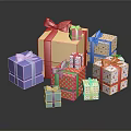 Colorful Gift Boxes With Bows In Various Sizes And Patterns For Wrapping 3d model