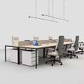 Modern Office Desk Workspace With Comfortable Chairs Laptops And Drawers Setup 3d model