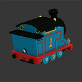 Blue Toy Train Locomotive With Red Base Black Chimney Number 1 On Reflective Surface