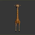 Giraffe 3D Character Model With Long Neck Spotted Pattern Standing On Gray Background 3d model