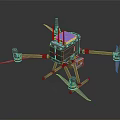 Professional Drone With Four Propellers Black Body And Blue Top Equipment