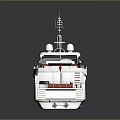 Luxury White Yacht with Spacious Deck Upper Structure and Red Accents 3d model