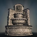 Classic Stone Fountain With Lion Head Decoration And Multi Tiered Structure