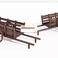 Two Vintage Wooden Carts With Spoked Wheels And Wooden Frames