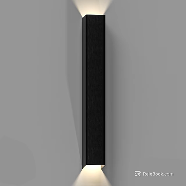 Sleek Black Modern Wall Lamp Mounted On White Wall For Contemporary Home Decor 3d model 