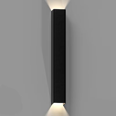 Sleek Black Modern Wall Lamp Mounted On White Wall For Contemporary Home Decor 3d model