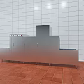 Stainless Steel Commercial Kitchen Appliance With White Tiled Wall And Red Floor Tiles
