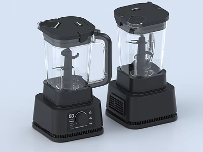 Two Black Countertop Blenders With Transparent Jars And Control Knobs 3d model