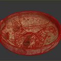 Carved Ceramic Bowl With Colorful Bird Pattern And Green Yellow Decorative Details