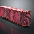Rusty Red Vintage Freight Car With Worn Exterior And Old Metal Structure