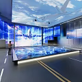 Tech Exhibition Hall With Interactive Digital Displays Modern Floor Projection 3d model