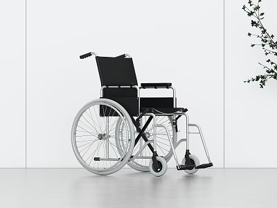 Modern Black Medical Wheelchair With Silver Wheels Armrests And Comfortable Seating 3d model