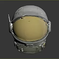 White Astronaut Helmet With Gold Visor Reflective Surface And Shiny Design