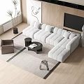 Modern Living Room Interior With Sofa Coffee Table Set Accent Chair And Area Rug