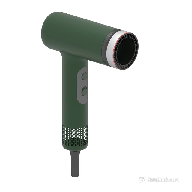 Green Hair Dryer With Modern Design Ergonomic Handle Sleek Body For Home Daily Use 3d model 
